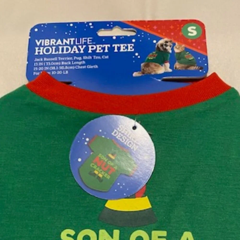 Vibrant Life PET Holiday TEE Size: S For Dogs:10-20 LB, Cats: Up to 15LB